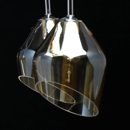 Люстра подвесная Бремен 606012005 DeMarkt бежевая янтарная на 5 ламп, основание хром в стиле современный  фото 8