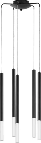 Светильник подвесной LED Tubo L5T747137 Lightstar чёрный на 5 ламп, основание чёрное в стиле минимализм современный трубочки
