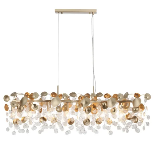 Люстра подвесная Coins 5104/8A Odeon Light прозрачная на 8 ламп, основание золотое в стиле современный флористика ветви фото 3