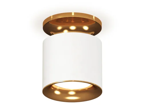 Светильник накладной XS7401122 Ambrella light белый 1 лампа, основание золотое в стиле хай-тек современный круглый