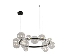 Люстра подвесная Иона 07608-15A,19 Kink Light прозрачная на 15 ламп, основание чёрное в стиле современный лофт молекула шар