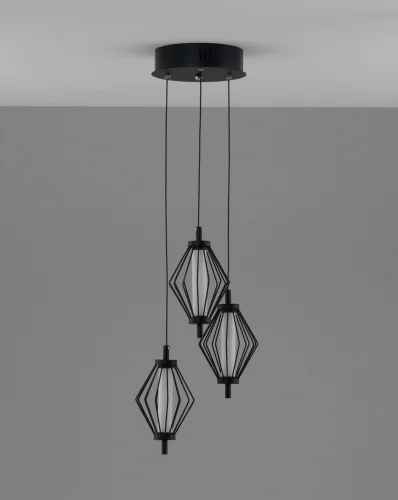 Светильник подвесной LED Eloise V11353-PL Moderli белый чёрный на 3 лампы, основание чёрное в стиле современный каскад фото 2