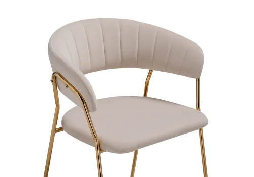 Стул на металлокаркасе Kamelia 1 beige / gold 15469 Woodville, бежевый/велюр, ножки/металл/золотой, размеры - ****600*520 фото 5