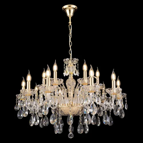 Люстра подвесная MONICA SP10+5 GOLD Crystal Lux без плафона прозрачная на 15 ламп, основание золотое в стиле классический фото 4