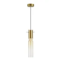 Светильник подвесной LED Scrow 5058/5LA Odeon Light янтарный 1 лампа, основание золотое в стиле современный трубочки