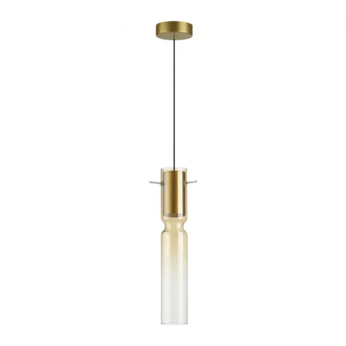 Светильник подвесной LED Scrow 5058/5LA Odeon Light янтарный на 1 лампу, основание золотое в стиле современный трубочки