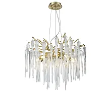 Люстра подвесная Грейни 07874-80,33 Kink Light прозрачная на 10 ламп, основание золотое в стиле флористика современный ветви