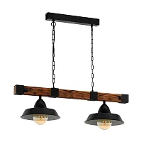 Светильник подвесной лофт Oldbury 49684 Eglo чёрный 2 лампы, основание коричневое чёрное в стиле лофт 
