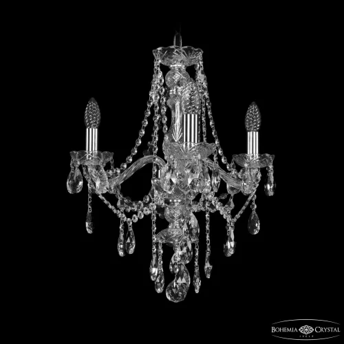 Люстра подвесная 1415/3/165 Ni Bohemia Ivele Crystal без плафона на 3 лампы, основание никель прозрачное в стиле классический sp