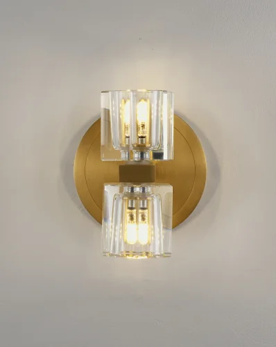 Бра Brass V11016-2W Moderli прозрачный на 2 лампы, основание золотое латунь в стиле современный американский фото 4