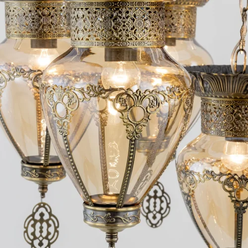 Люстра подвесная Каир CL419263 Citilux янтарная на 7 ламп, основание бронзовое в стиле восточный  фото 9