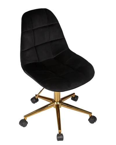 Офисное кресло набор 2 шт. SET-2 9800-Gold-LM MONTY GOLD, цвет чёрный велюр (MJ9-101) Dobrin, /велюр, ножки/металл/золотой, размеры - 820*930***620*620 фото 8