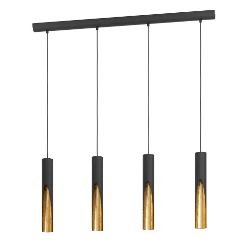 Светильник подвесной Barbotto 900873 Eglo золотой чёрный 4 лампы, основание чёрное в стиле современный трубочки
