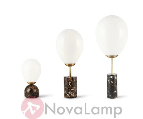 Настольная лампа Marble Fire balloon 85643-22 ImperiumLoft белая 1 лампа, основание коричневое мрамор металл в стиле современный  фото 5