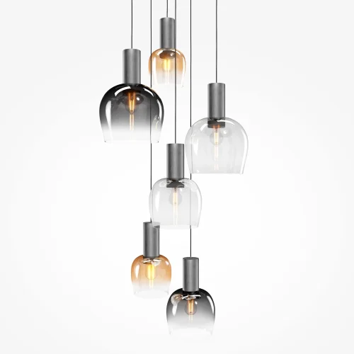 Светильник подвесной Smart Casual MOD414PL-06B Maytoni разноцветный серый на 6 ламп, основание чёрное в стиле современный каскад фото 4