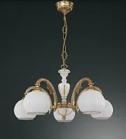 Люстра подвесная  L 8810/5 Reccagni Angelo белая на 5 ламп, основание золотое в стиле классический 