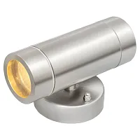 Настенный светильник Меркурий 807020501 DeMarkt уличный IP65 хром 2 лампы, плафон прозрачный в стиле хай-тек GU10