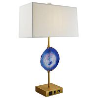 Настольная лампа Blue Agate Table Lamp 143994-22 ImperiumLoft белая 1 лампа, основание латунь камень металл в стиле современный 