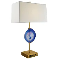 Настольная лампа Blue Agate Table Lamp 143994-22 ImperiumLoft белая на 1 лампу, основание латунь камень металл в стиле современный 