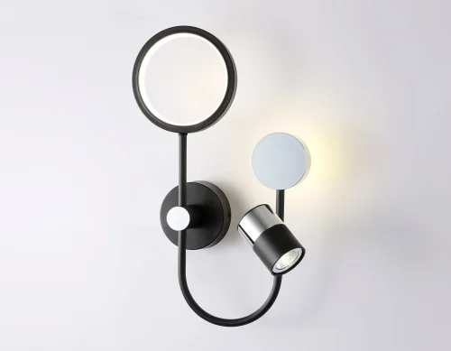 Бра LED FL51601 Ambrella light чёрный на 1 лампа, основание чёрное в стиле современный хай-тек кольца фото 3