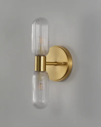 Бра Brass V11018-2W Moderli прозрачный на 2 лампы, основание золотое латунь в стиле современный американский фото 6