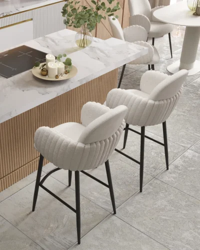 Стул полубарный Wave Stripes, букле белый УТ000039363 Stool Group, белый/букле, ножки/металл/чёрный, размеры - ***** фото 2