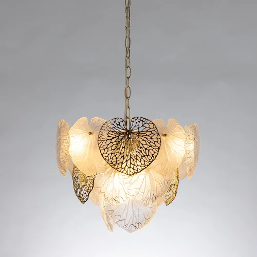 Люстра подвесная Kapri A4078LM-6GO Arte Lamp прозрачная на 6 ламп, основание золотое в стиле современный флористика  фото 2