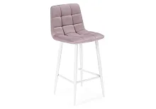 Полубарный стул Чилли К розовый / белый 511410 Woodville, розовый/велюр, ножки/металл/белый, размеры - ****430*420