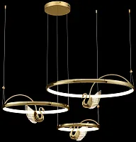 Люстра подвесная LED с пультом Letizia WE466.06.303 Wertmark золотая на 1 лампа, основание золотое в стиле модерн кольца птички с пультом