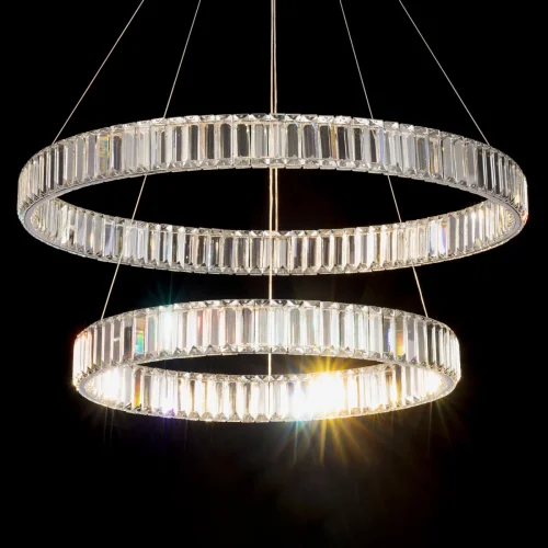 Люстра подвесная LED с пультом Чезаре CL338281 Citilux прозрачная на 1 лампу, основание хром в стиле современный с пультом кольца фото 4