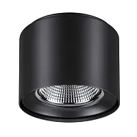 Светильник накладной LED Recte 358475 Novotech чёрный 1 лампа, основание чёрное в стиле современный хай-тек круглый
