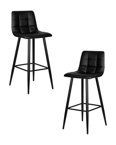 Набор 2 шт Стул барный DOBRIN NICOLE (черные матовые ножки, черная экокожа (P-01)) цвет сиденья черная экокожа (P-01), черные матовые ножки Dobrin, чёрный/экокожа, ножки/металл/, размеры - *1050****