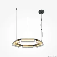 Светильник подвесной LED Flat MOD296PL-L40BS3K Maytoni серый на 1 лампу, основание чёрное в стиле хай-тек современный кольца
