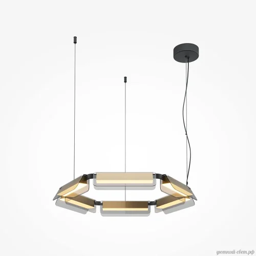 Светильник подвесной LED Flat MOD296PL-L40BS3K Maytoni серый на 1 лампу, основание чёрное в стиле современный хай-тек кольца