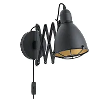 Бра лофт в розетку Treburley 43184 Eglo чёрный 1 лампа, основание чёрное в стиле лофт 