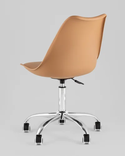 Стул BLOK SN, пластиковый коричневый УТ000039790 Stool Group, коричневый/экокожа пластик, ножки/металл/хром, размеры - 830*950***485*545 фото 4