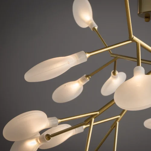 Люстра подвесная Florencia FR5049PL-27G Freya белая на 27 ламп, основание золотое в стиле современный флористика ветви фото 7