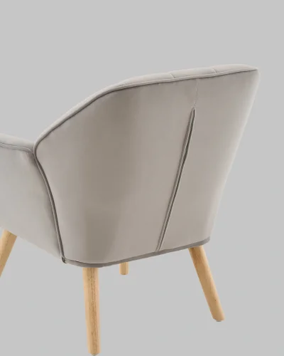 Кресло Руди серебристый УТ000040115 Stool Group, серебряный/велюр, ножки/массив гевеи/бежевый коричневый, размеры - *750****мм фото 7