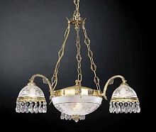 Люстра подвесная  L 6100/3+2 Reccagni Angelo прозрачная белая на 5 ламп, основание золотое в стиле классический 