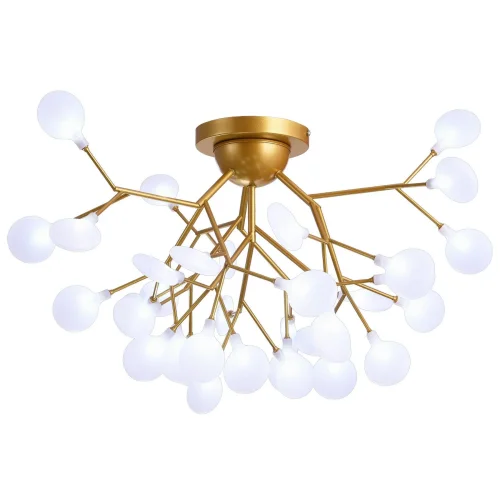 Люстра потолочная GRACE 75126/12С GOLD SATIN Natali Kovaltseva белая на 36 ламп, основание золотое в стиле модерн ветви