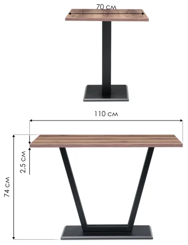 Стол на тумбе Мичиган Лофт 110х70 25 мм дуб делано темный / черный матовый 515299 Woodville столешница дуб делано темная из лдсп фото 7