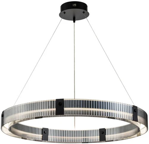 Светильник подвесной LED с пультом Lucen 4007/02/08P Stilfort серый чёрный 1 лампа, основание чёрное в стиле современный хай-тек кольца с пультом фото 3