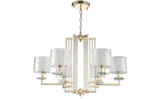 Люстра подвесная NICOLAS SP-PL6 GOLD/WHITE Crystal Lux белая на 6 ламп, основание золотое в стиле модерн 