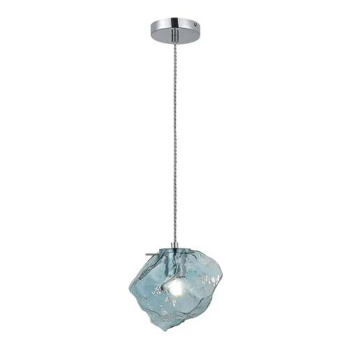 Светильник подвесной Portici SL1175.113.01 ST-Luce голубой 1 лампа, основание хром в стиле современный выдувное