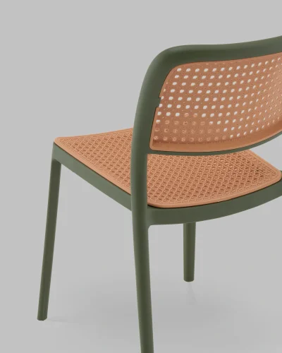 Стул Yona, пластиковый, зелёный УТ000040842 Stool Group, коричневый/пластик, ножки/металл/зелёный, размеры - *810**** фото 6