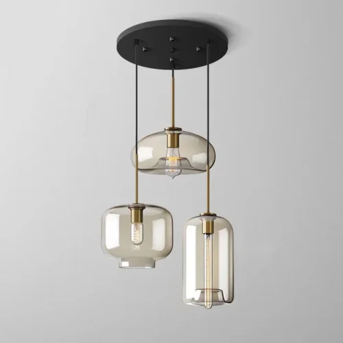 Светильник подвесной VILMO TRIO B 213944-26 ImperiumLoft янтарный на 3 лампы, основание латунь в стиле современный лофт Светильник подвесной VILMO TRIO B 213944-26 ImperiumLoft янтарный на 3 лампы, основание латунь в стиле современный лофт