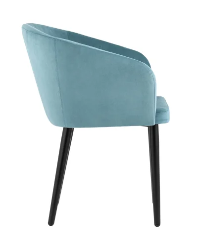 Кресло Ральф велюр пыльно-голубой УТ000032926 Stool Group, голубой/велюр, ножки/металл/чёрный, размеры - ****580*600 фото 2