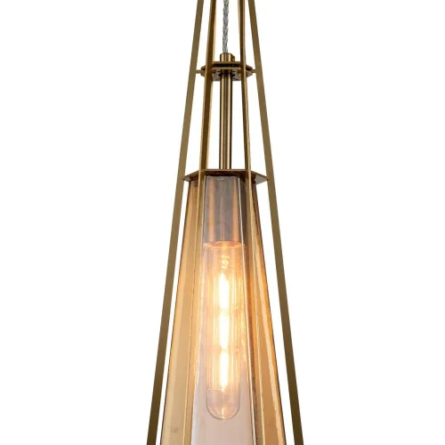 Светильник подвесной Vista V000318 Indigo янтарный 1 лампа, основание золотое в стиле скандинавский выдувное фото 2