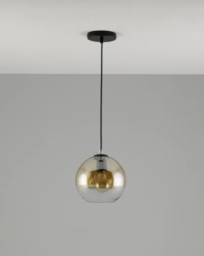 Светильник подвесной Silestia V1691-1P Moderli прозрачный янтарный 1 лампа, основание чёрное в стиле современный лофт  фото 3