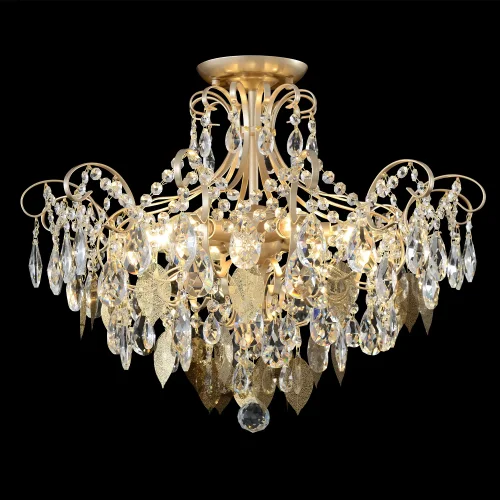 Люстра потолочная ESMIRALDA PL6 GOLD Crystal Lux прозрачная на 6 ламп, основание золотое в стиле арт-деко фото 3